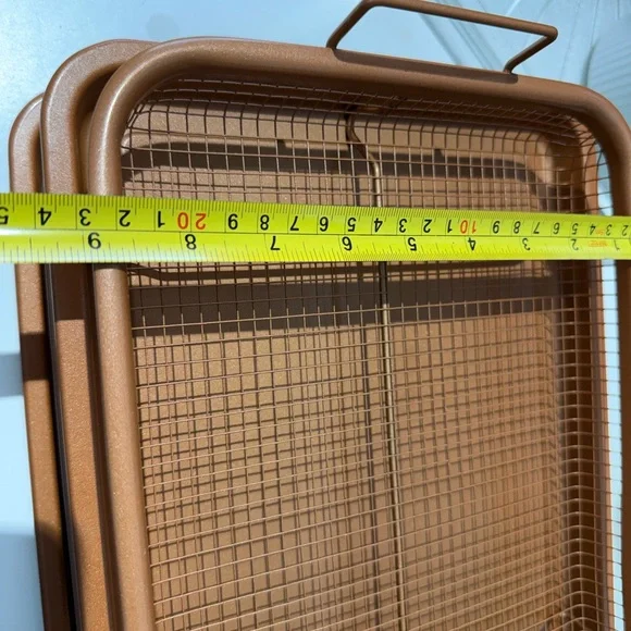 2 pack Copper Chef Oven Air Fryer Crisper Non-Stick Tray Sets - Dishwasher Safe - Picture 9 of 13